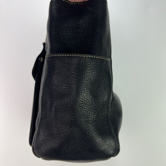 Fossil Black Leather Small Tote Bag Vintage Y2K Key Charm - Picture 3 of 9